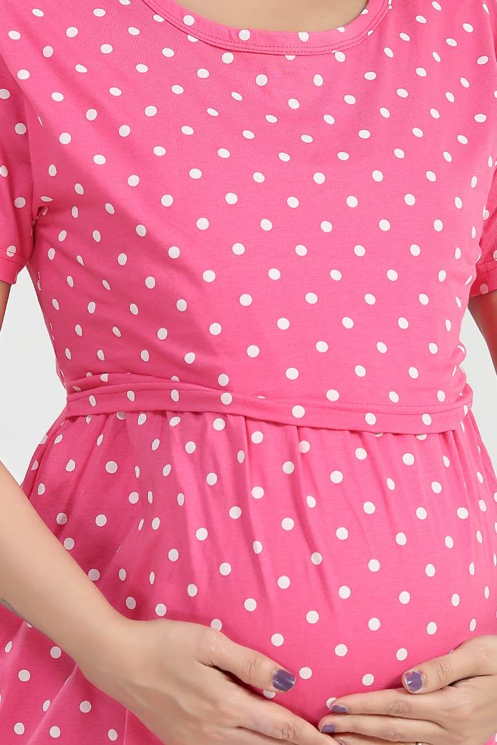 Bright Pink Polka Dot Zipless Nightie