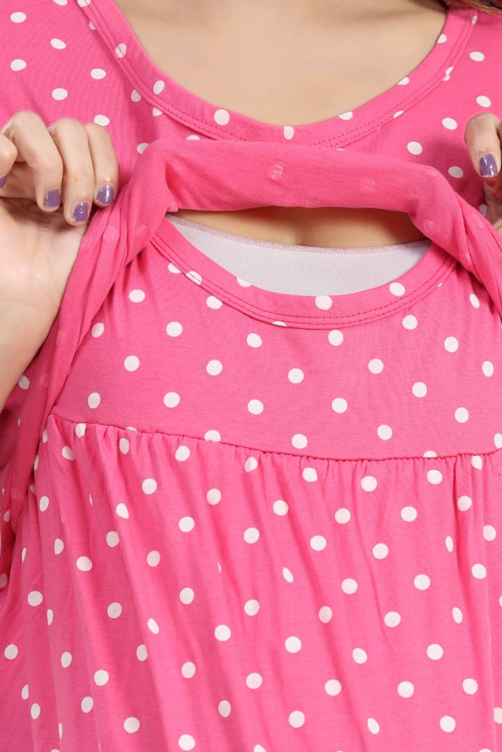Bright Pink Polka Dot Zipless Nightie