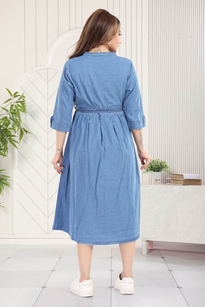Light Blue Denim Maternity Dress