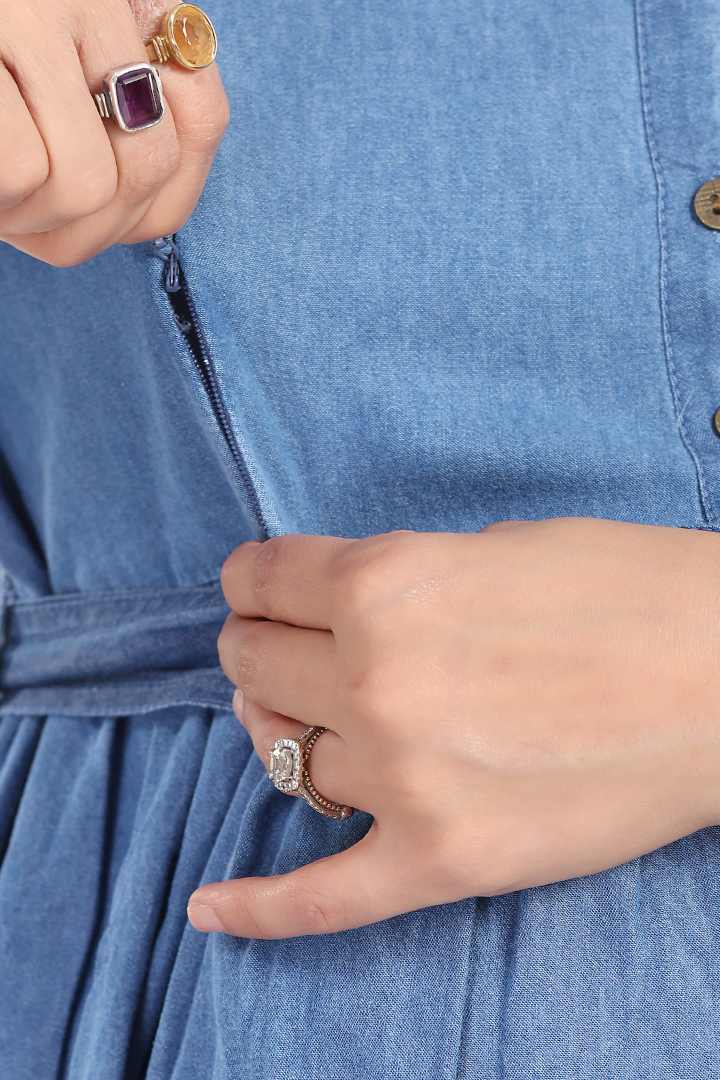 Light Blue Denim Maternity Dress