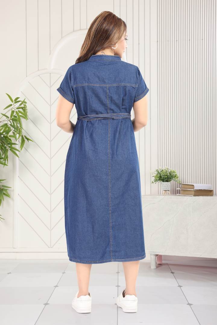 Dark Blue Denim Maternity Dress