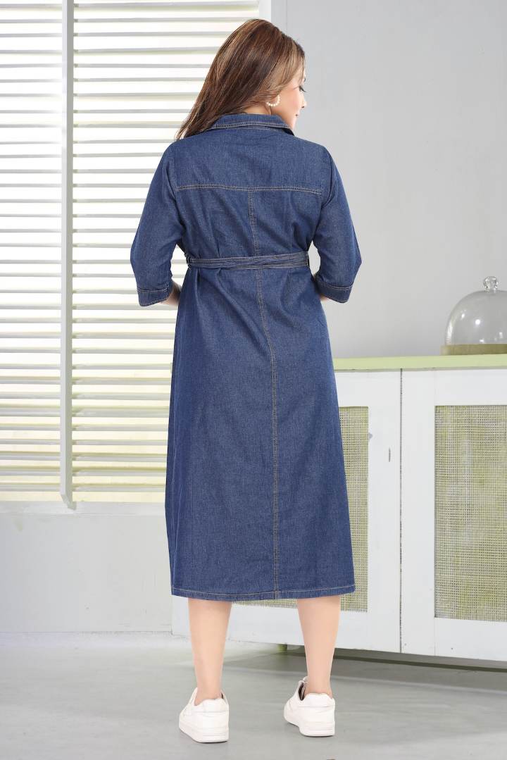 Stone Wash Blue Maternity Dress