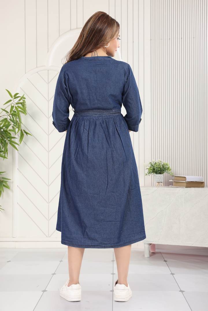 Dark Denim Maternity Feeding Dress