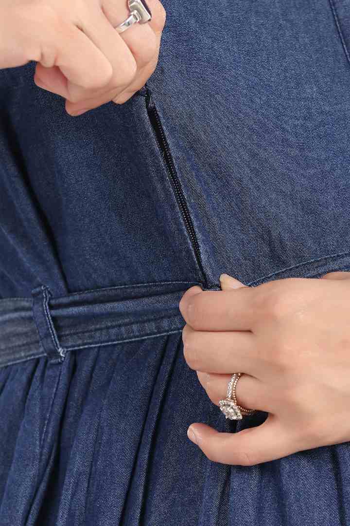Dark Denim Maternity Feeding Dress