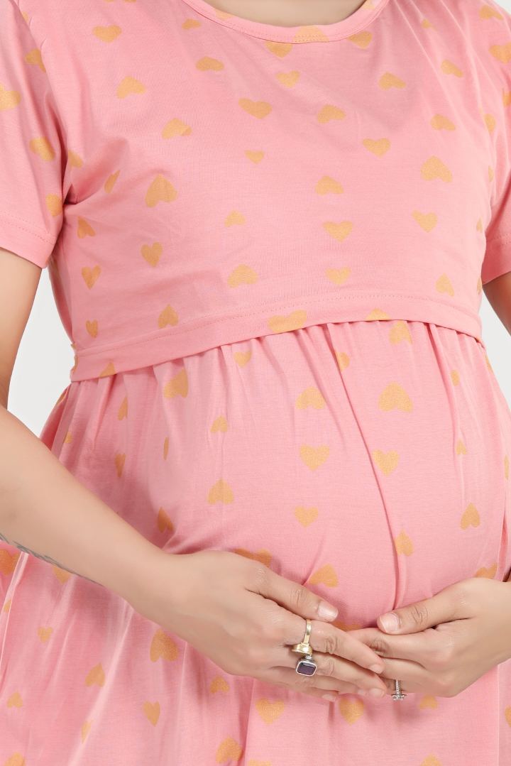 Orange Sorbet Heart Print Nightie