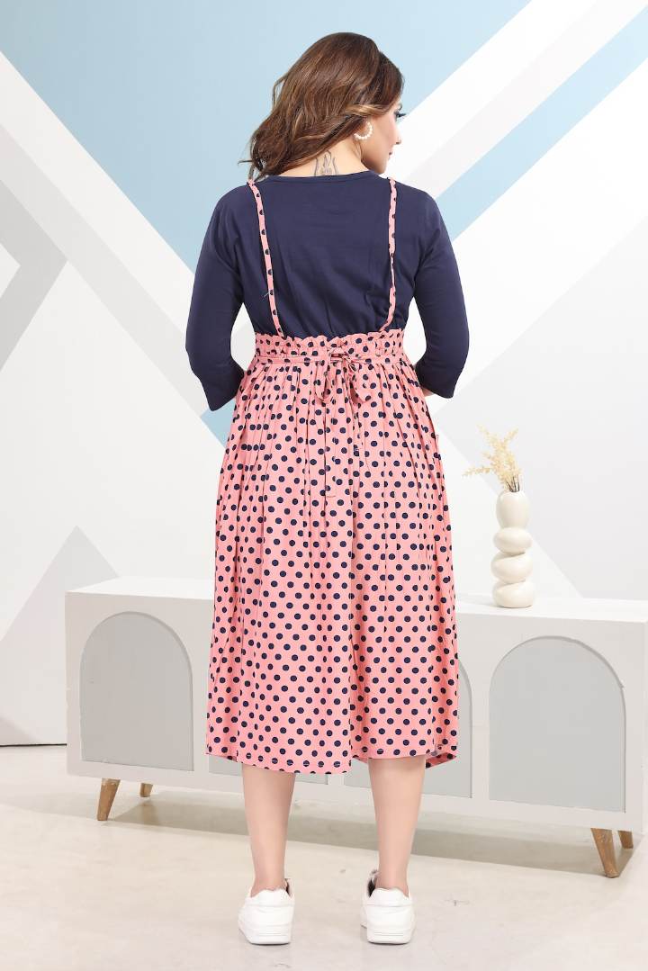 Peachy Polka Dot Pinafore Feeding Dress