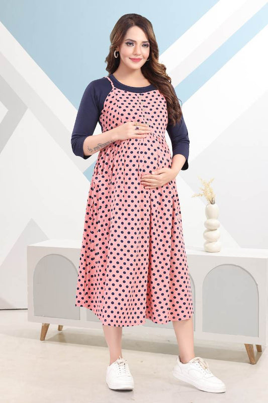 Peachy Polka Dot Pinafore Feeding Dress