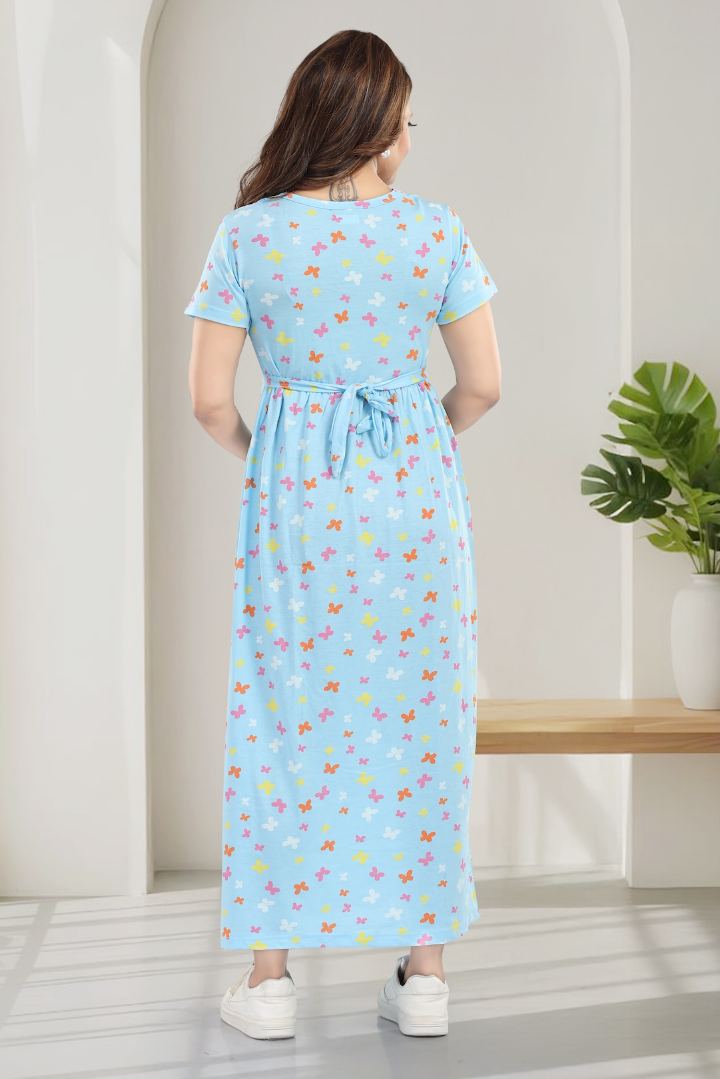 Cinderella Blue Printed Zipless Feeding Nightie