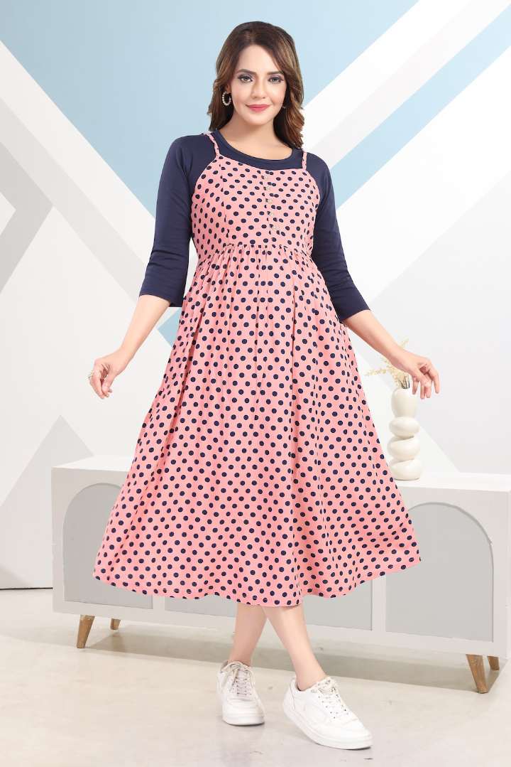 Peachy Polka Dot Pinafore Feeding Dress