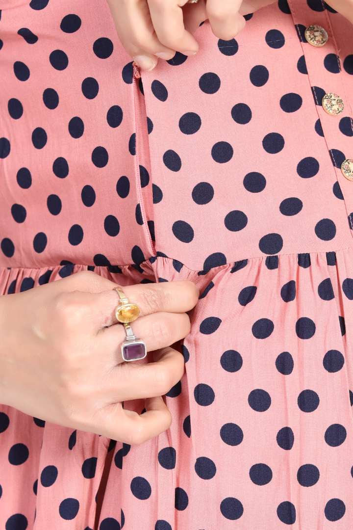 Peachy Polka Dot Pinafore Feeding Dress