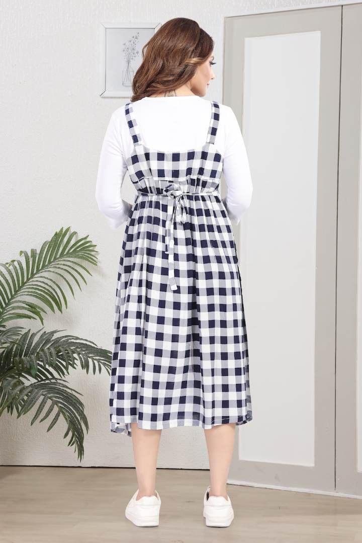 B&W Chequered Pinafore Feeding Dress