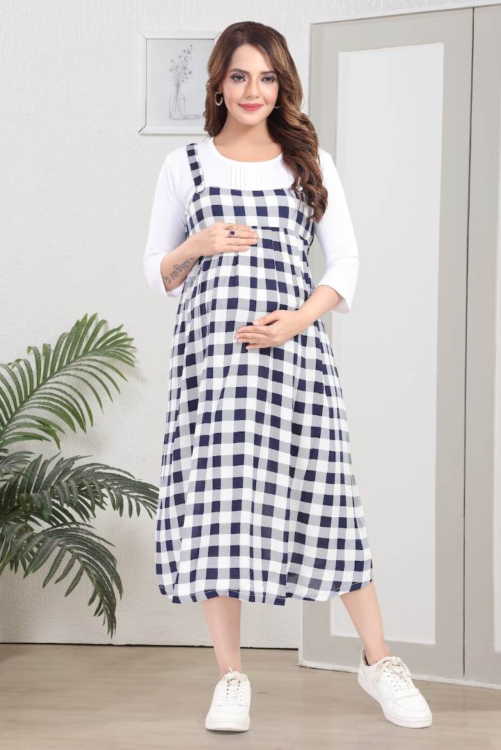 B&W Chequered Pinafore Feeding Dress