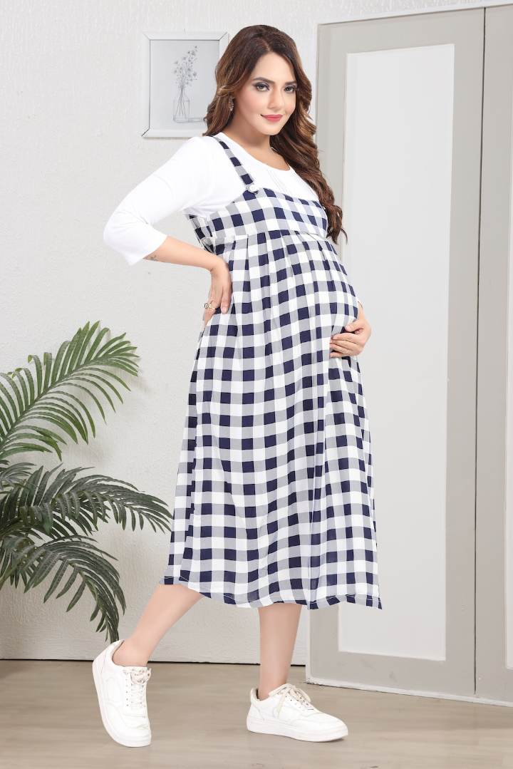 B&W Chequered Pinafore Feeding Dress