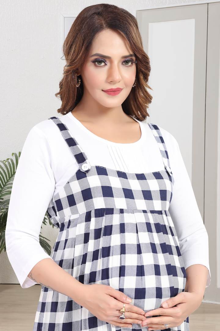 B&W Chequered Pinafore Feeding Dress