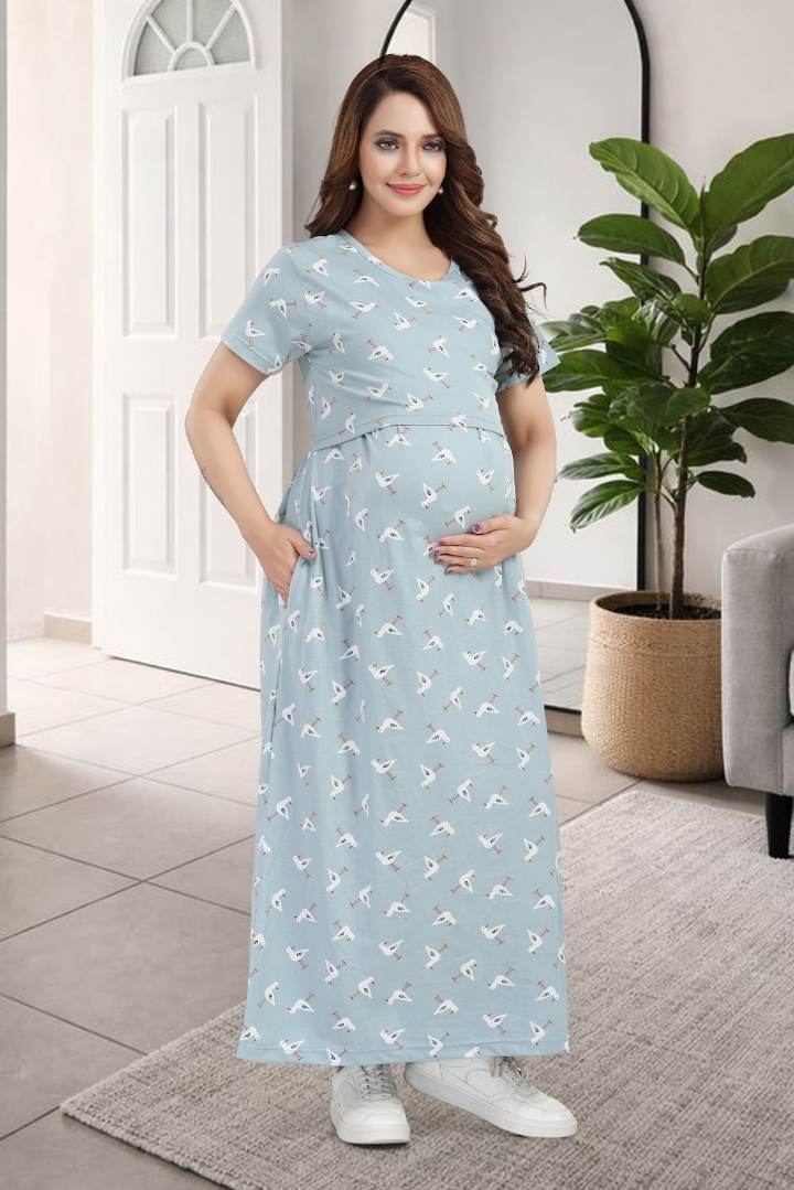 Subtle Grey Zipless Feeding Nightie