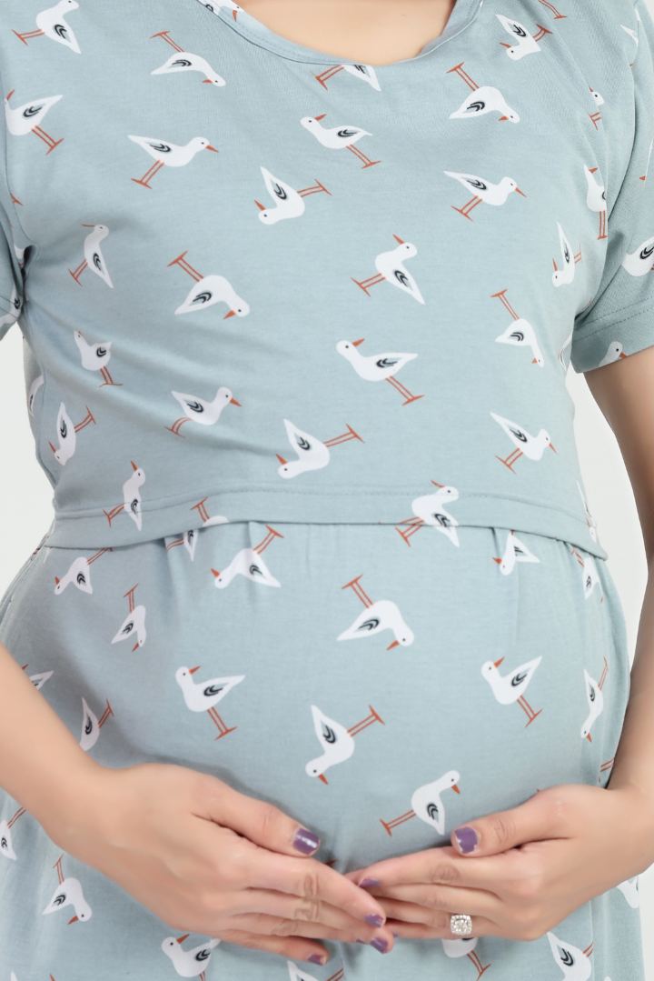 Subtle Grey Zipless Feeding Nightie