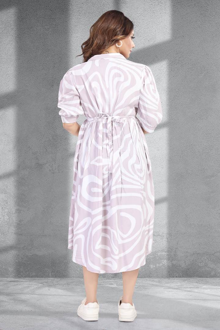 Pale Violet Printed Maternity Dress
