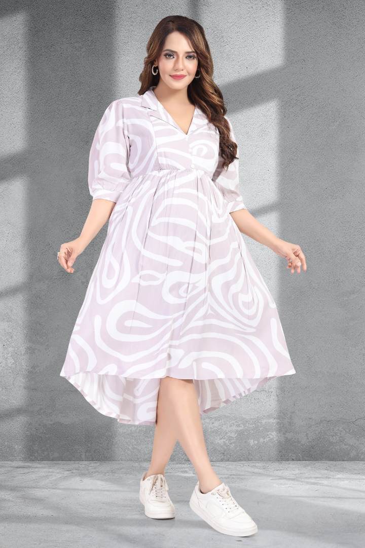 Pale Violet Printed Maternity Dress