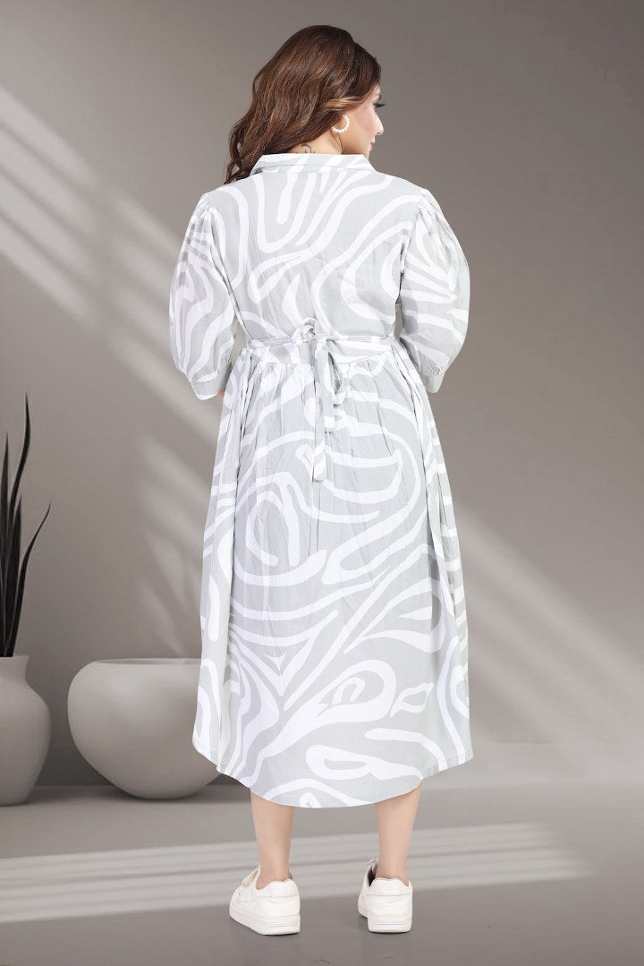 Cloud Gray Printed Maternity Dress
