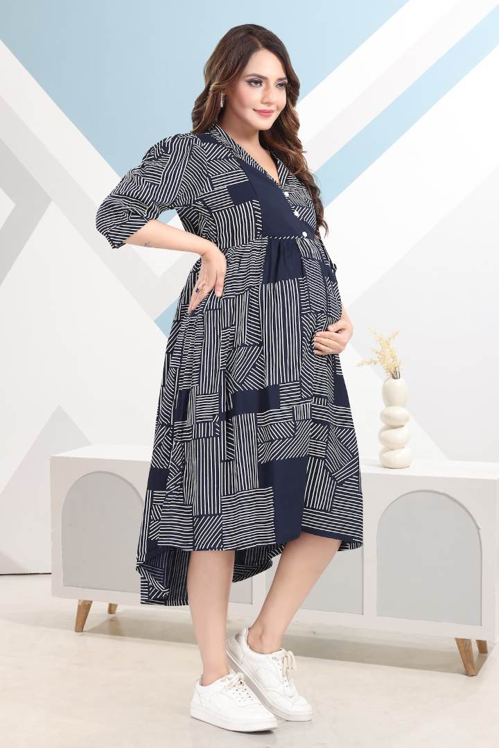 Blueberry Printed Nursing Dress