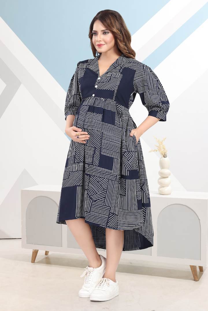 Blueberry Printed Nursing Dress