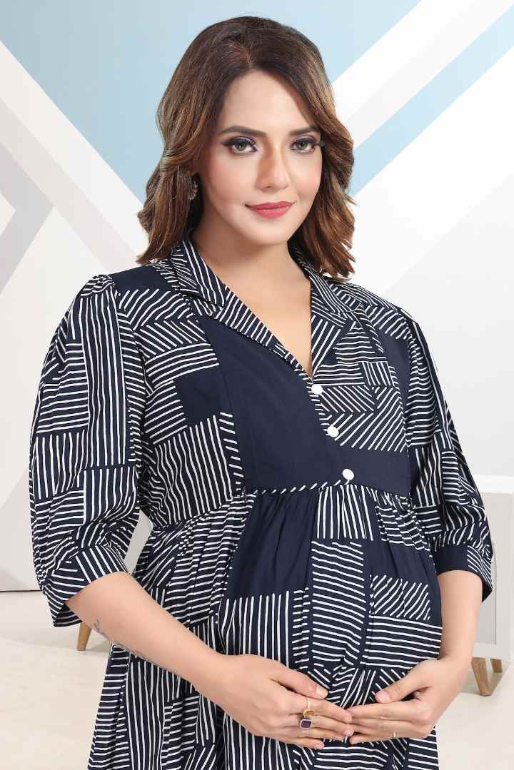 Blueberry Printed Nursing Dress