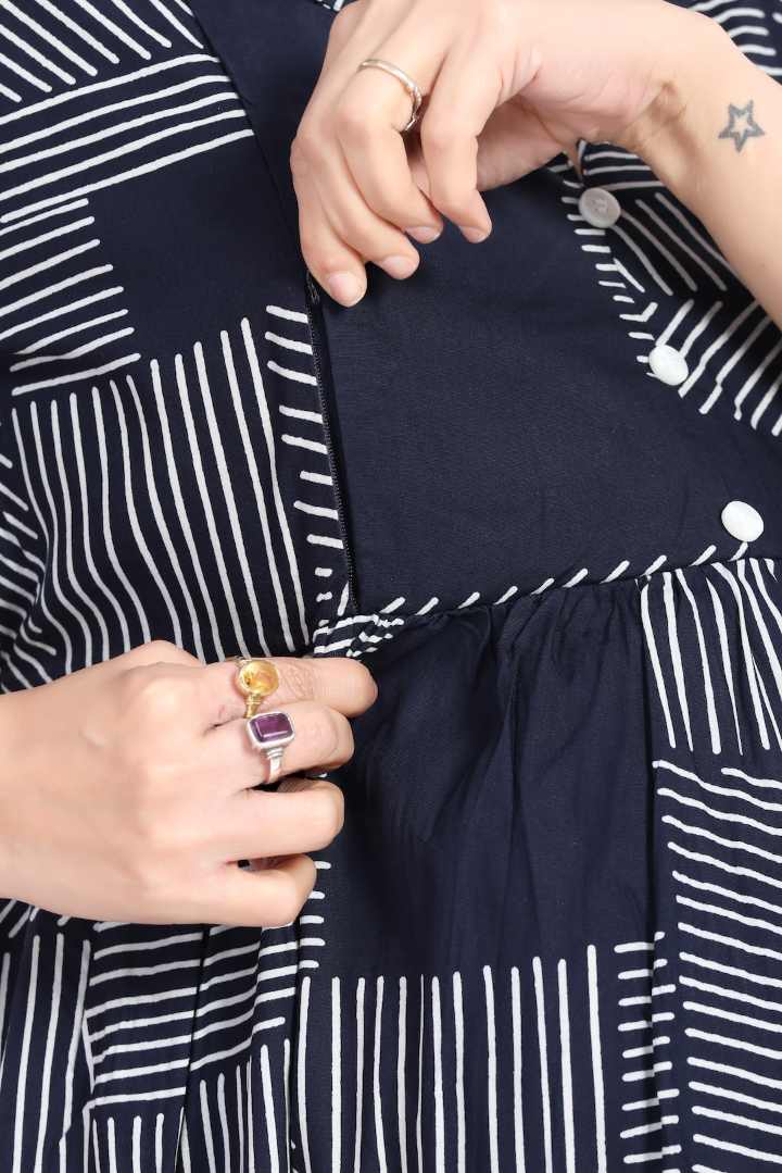 Blueberry Printed Nursing Dress