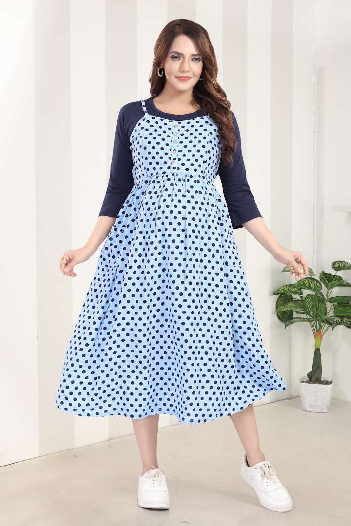 Denim Blue Polka Dot Feeding Dress