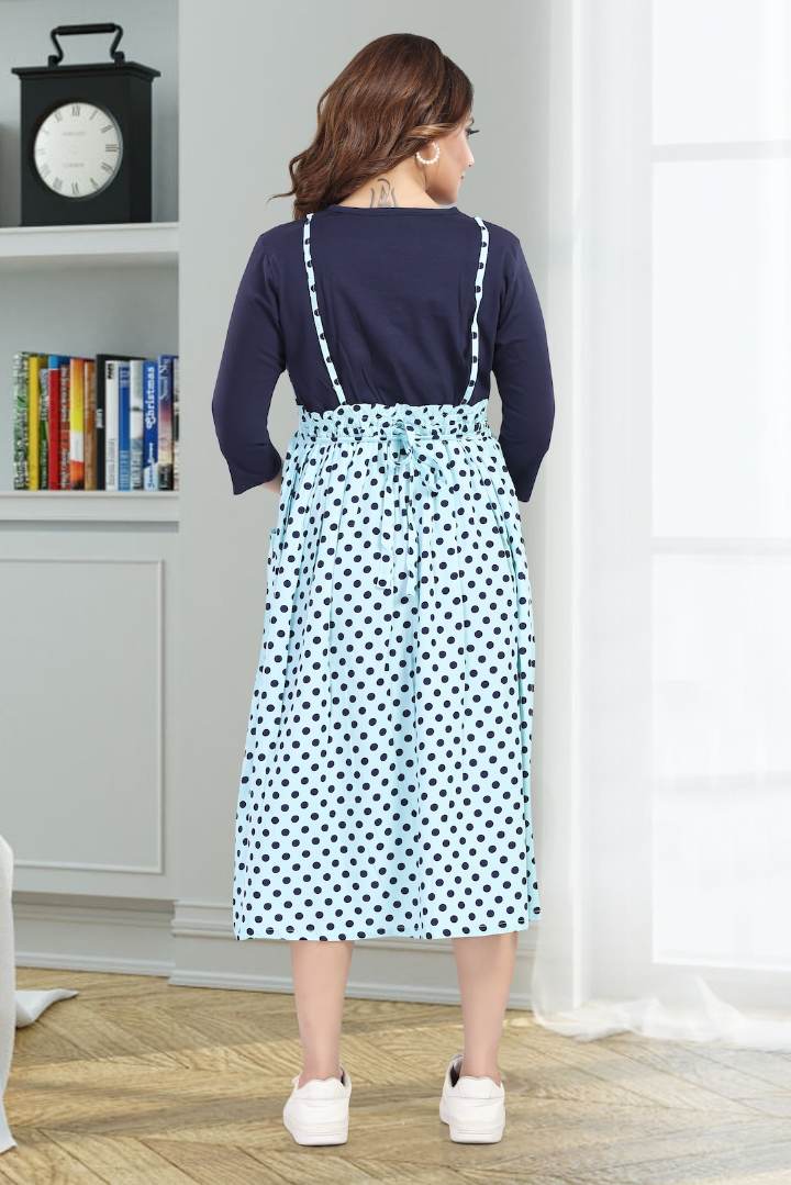 Sky Blue Polka Dot Pinafore Feeding Dress