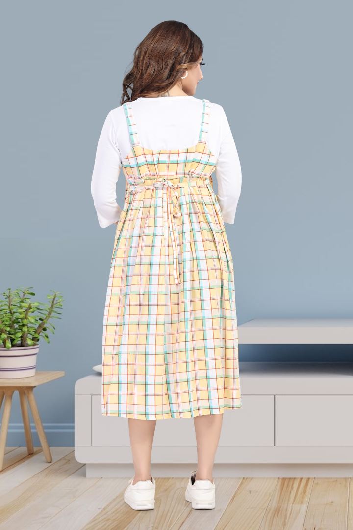 Custard Yellow Chequered Feeding Dress