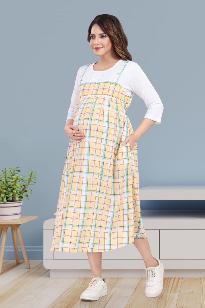 Custard Yellow Chequered Feeding Dress