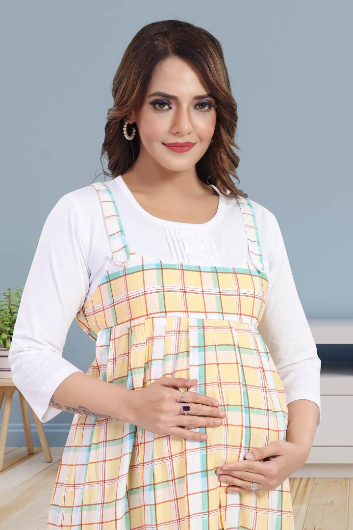 Custard Yellow Chequered Feeding Dress