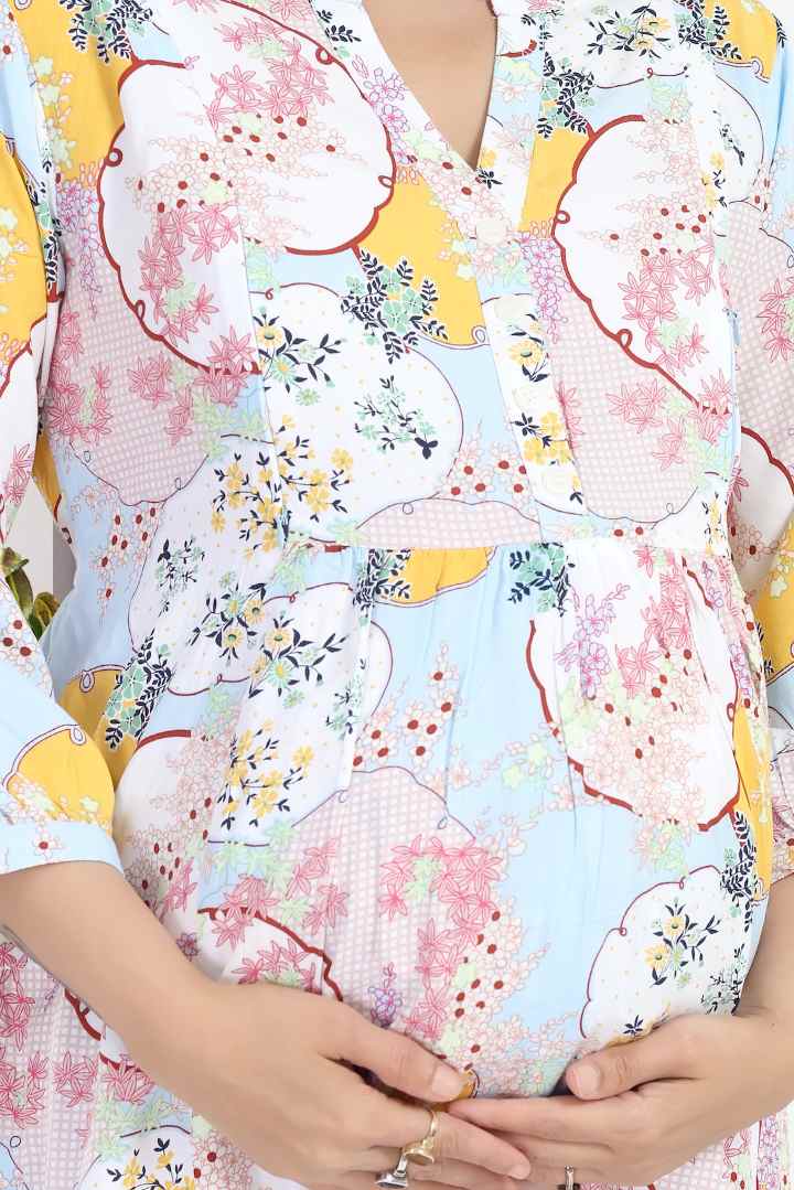 Baby Blue Printed Feeding Coord Set