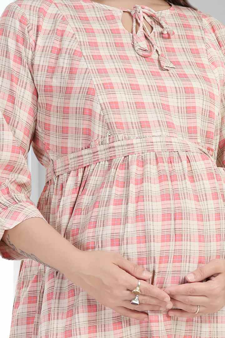 Pink Chequered Feeding Coord Set
