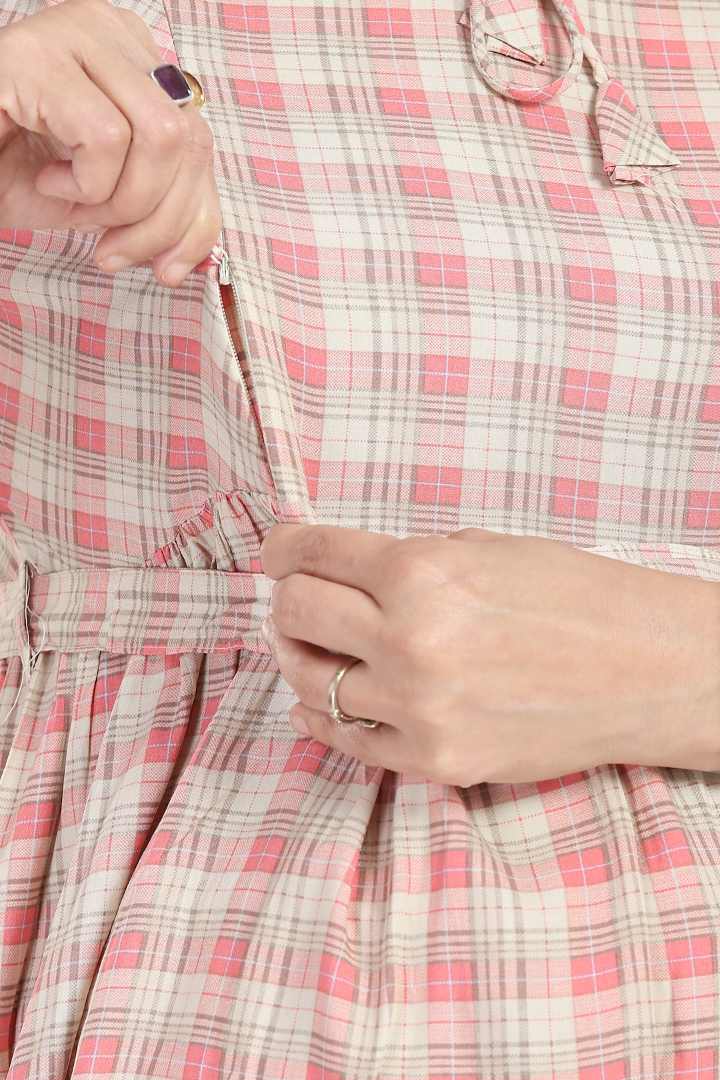 Pink Chequered Feeding Coord Set