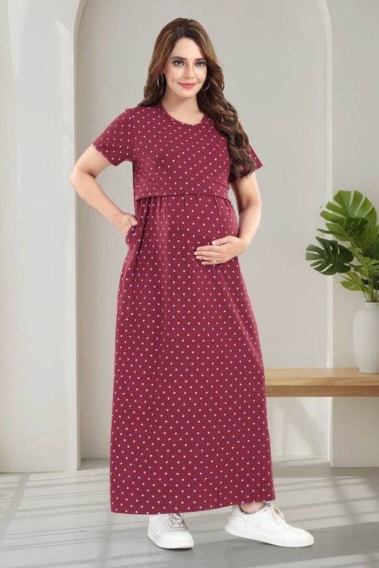 Red Polka Dot Zipless Feeding Nightie