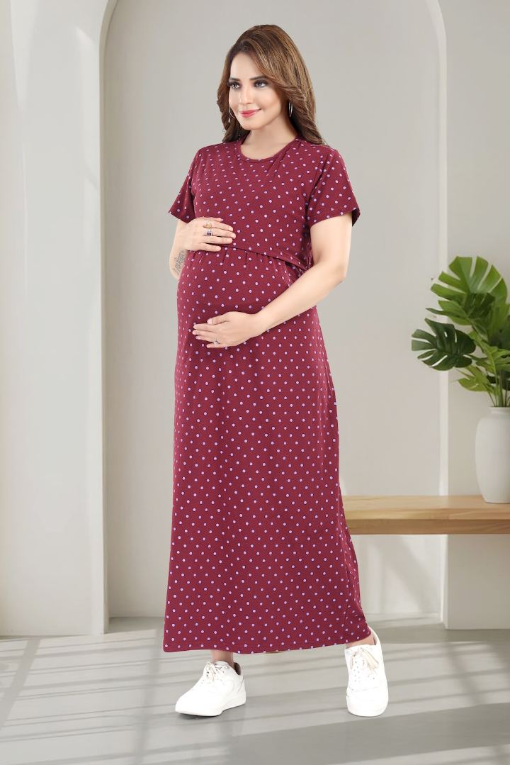 Red Polka Dot Zipless Feeding Nightie
