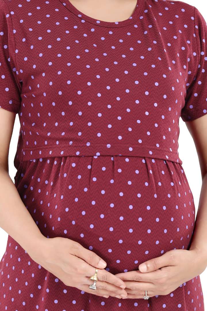 Red Polka Dot Zipless Feeding Nightie