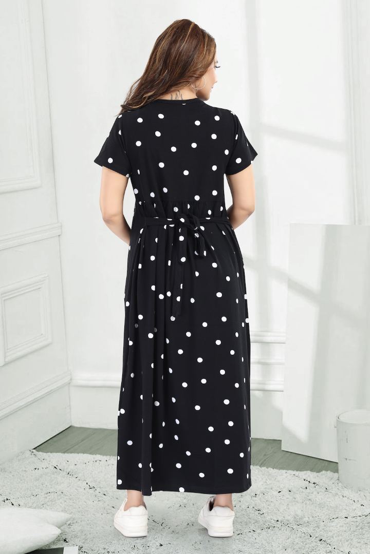 Black Polka Dot Zipless Feeding Nightie