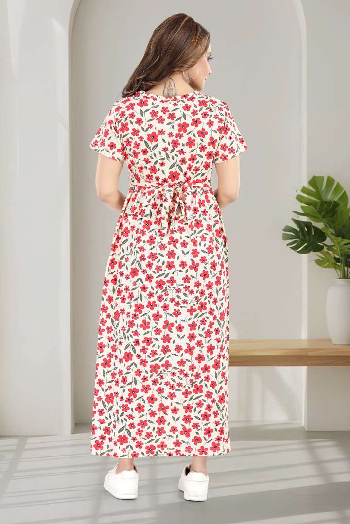 Red Flower Zipless Feeding Nightie