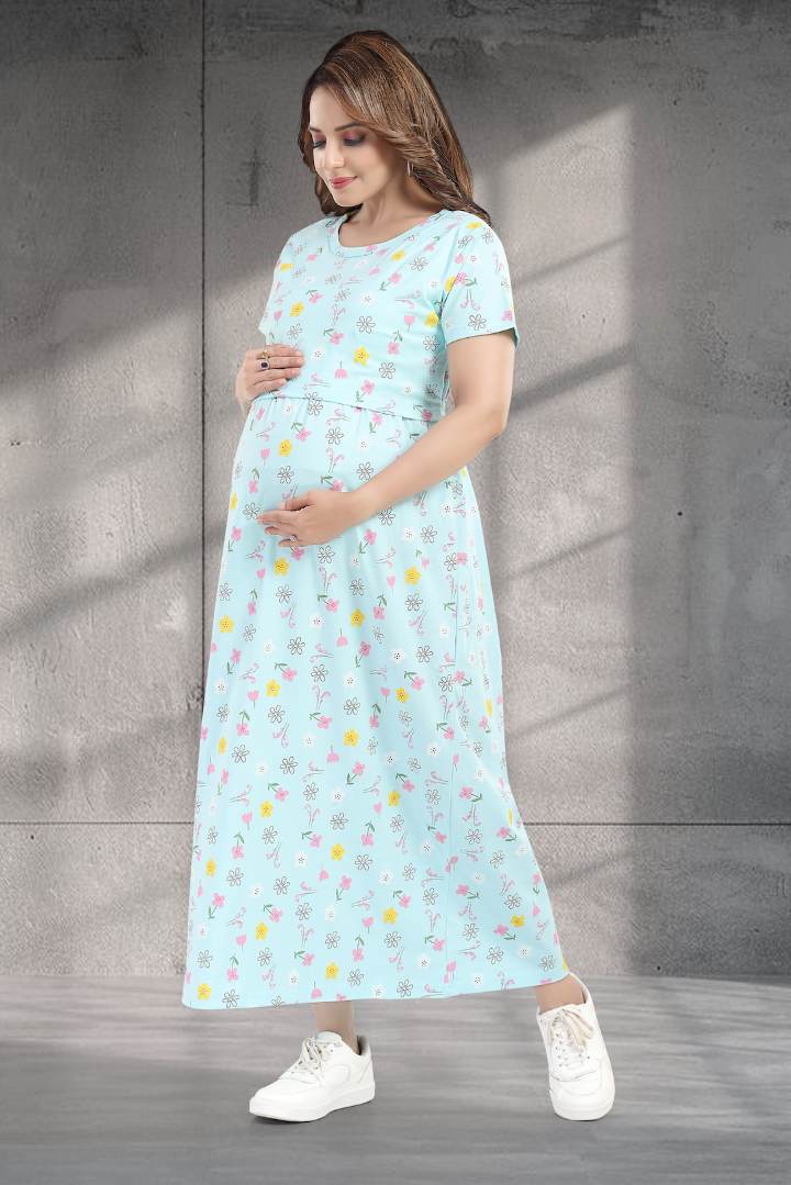 Boy Blue Printed Zipless Nightie