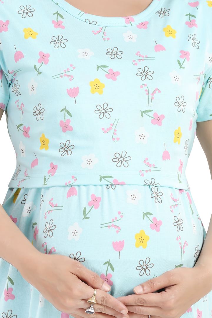 Boy Blue Printed Zipless Nightie