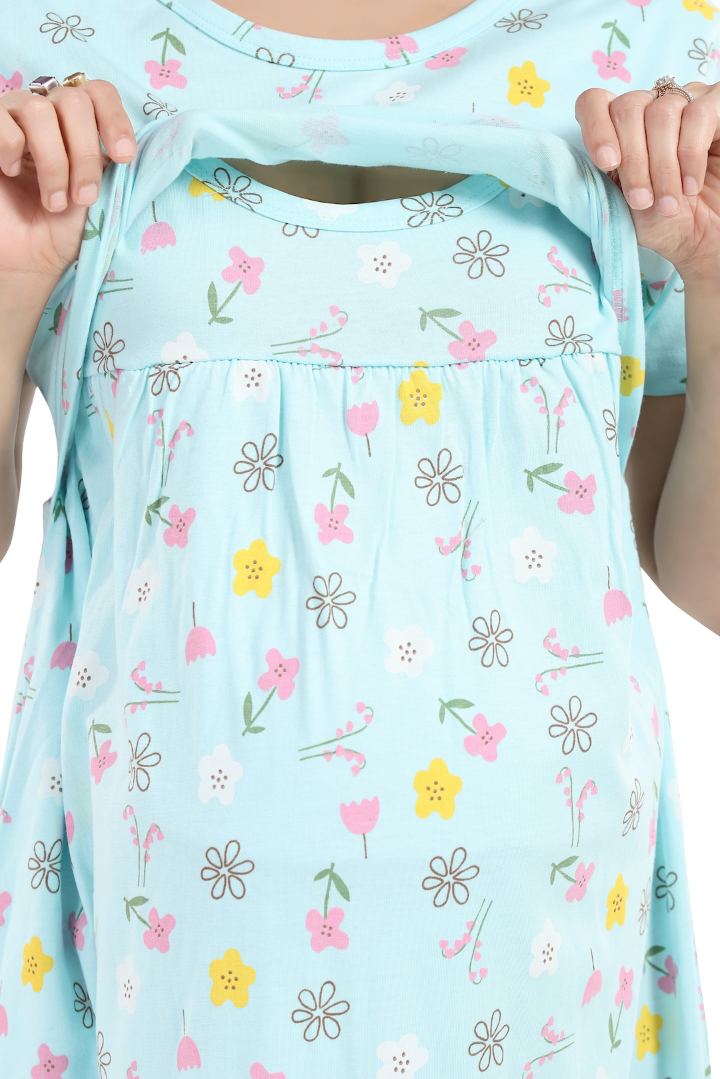Boy Blue Printed Zipless Nightie