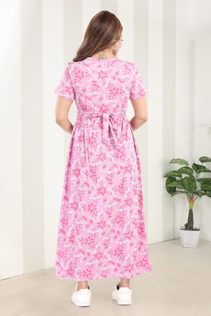 Pink Foliage Zipless Feeding Nightie