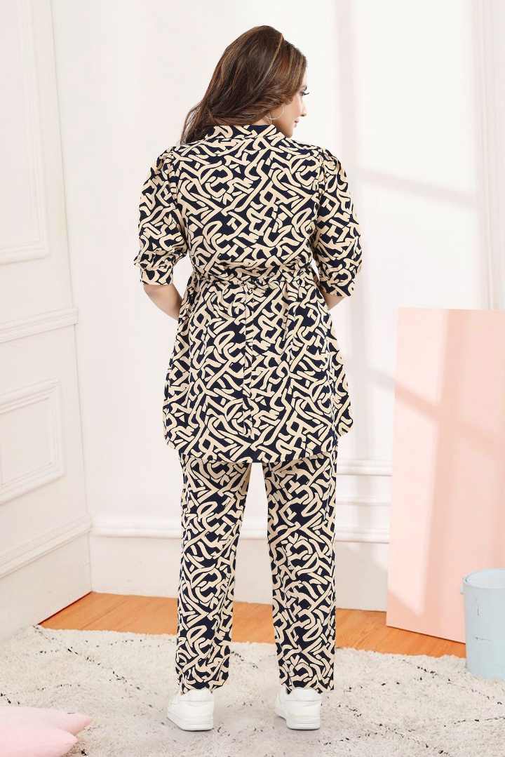 Beige Black Printed Nursing Coord Set
