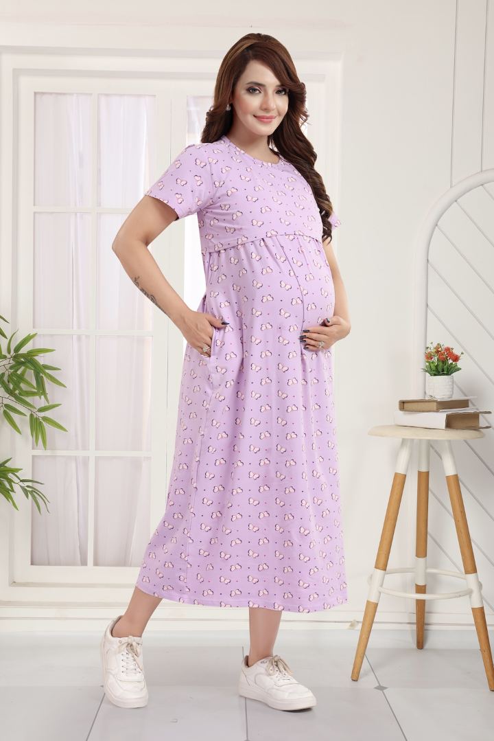 Pale Violet Butterfly Printed Nightie