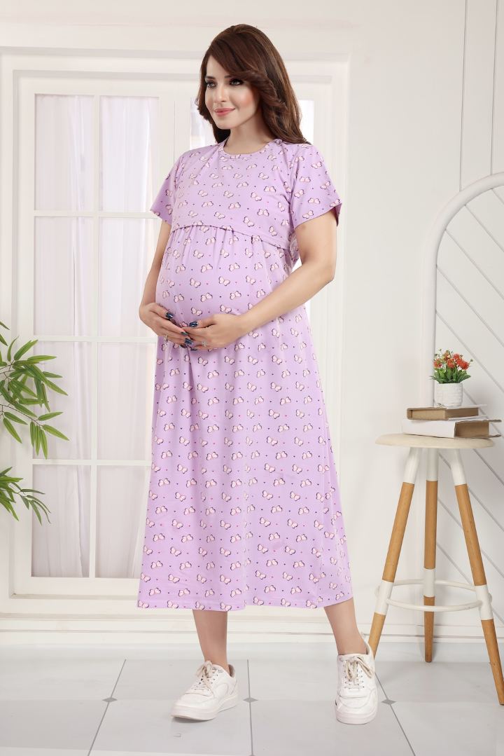 Pale Violet Butterfly Printed Nightie