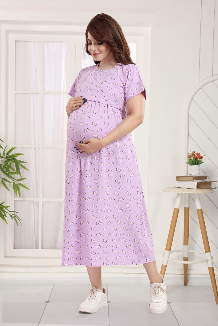 Pale Violet Butterfly Printed Nightie