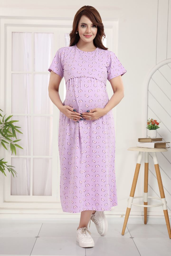 Pale Violet Butterfly Printed Nightie