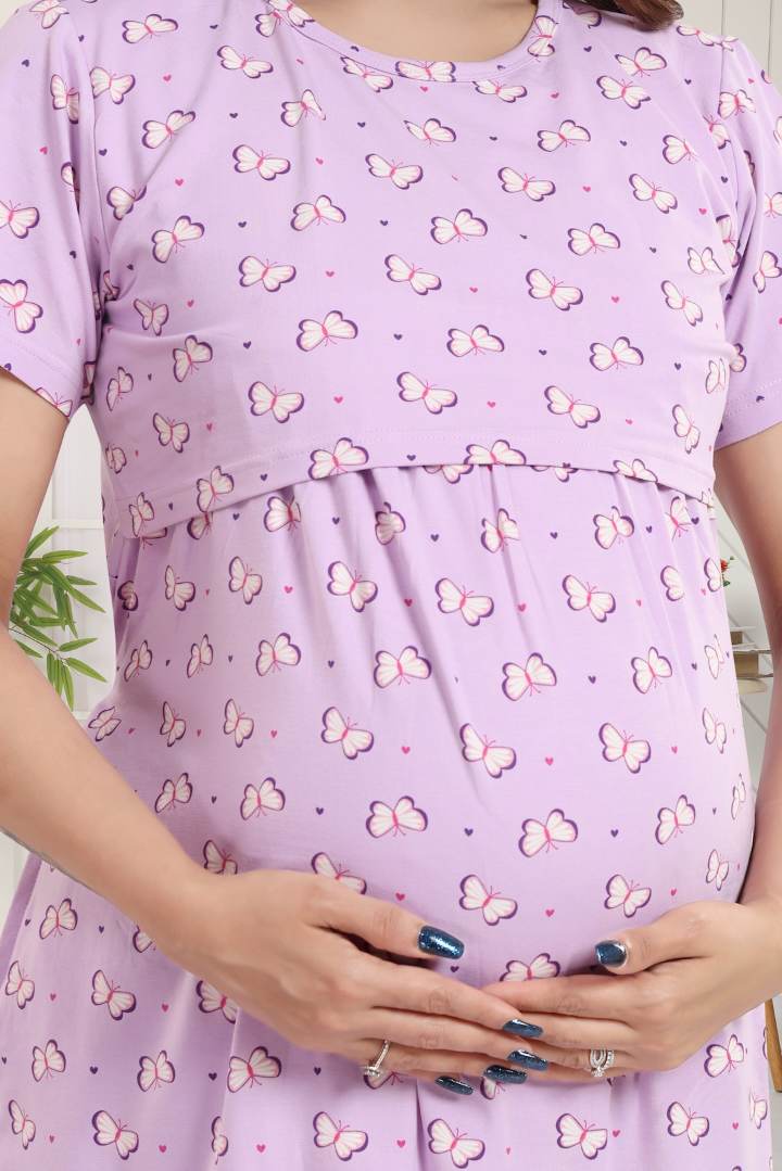Pale Violet Butterfly Printed Nightie